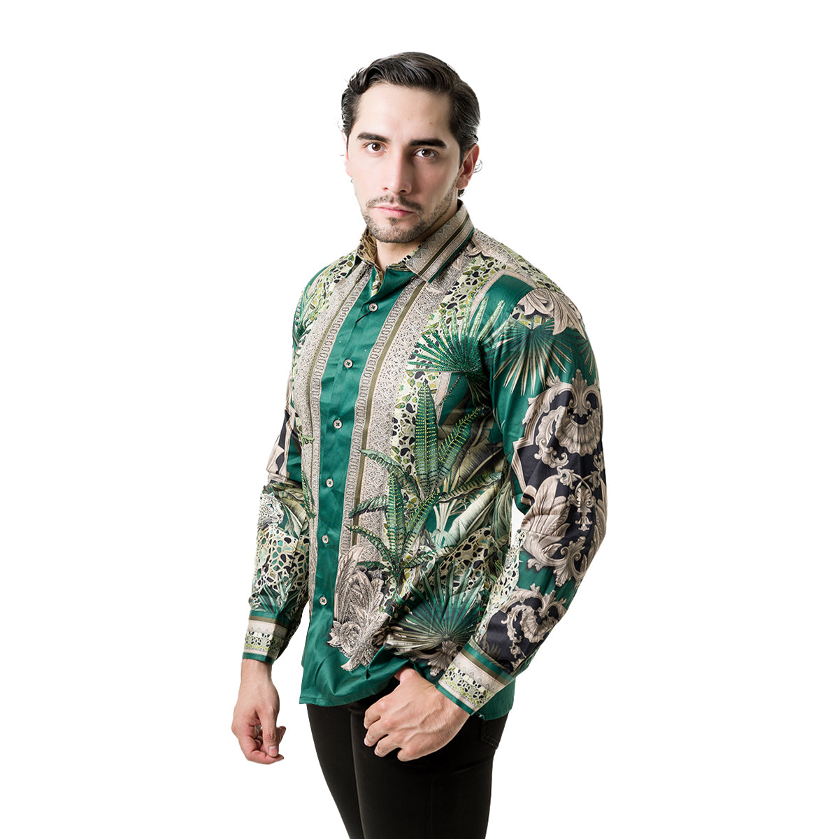 CAMISA BARABAS 3SPR437GREEN PEDRERIA FINA