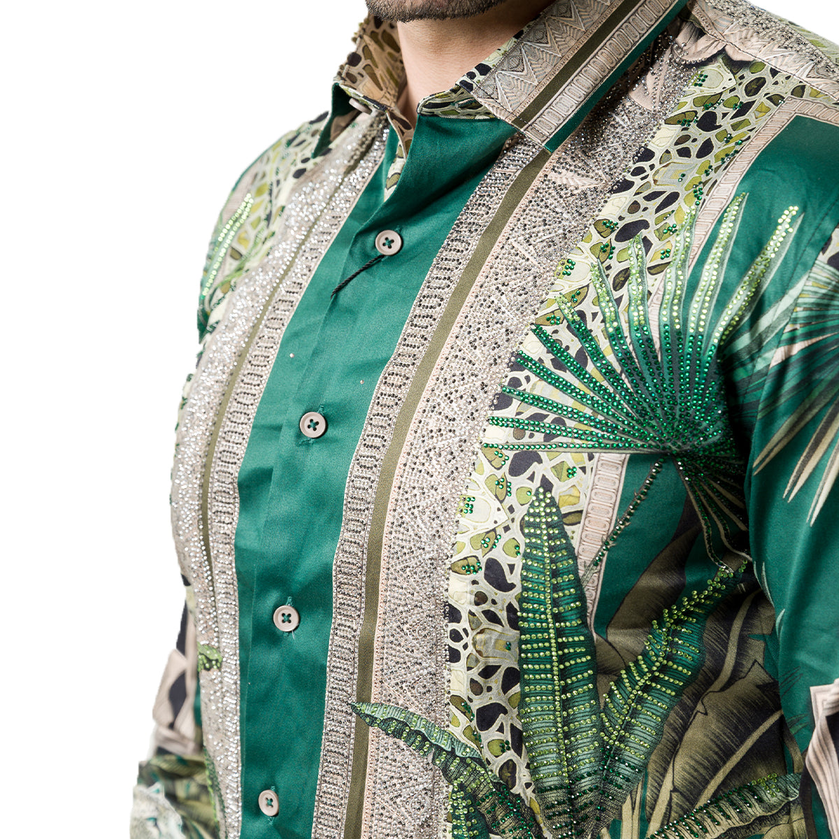 CAMISA BARABAS 3SPR437GREEN PEDRERIA FINA