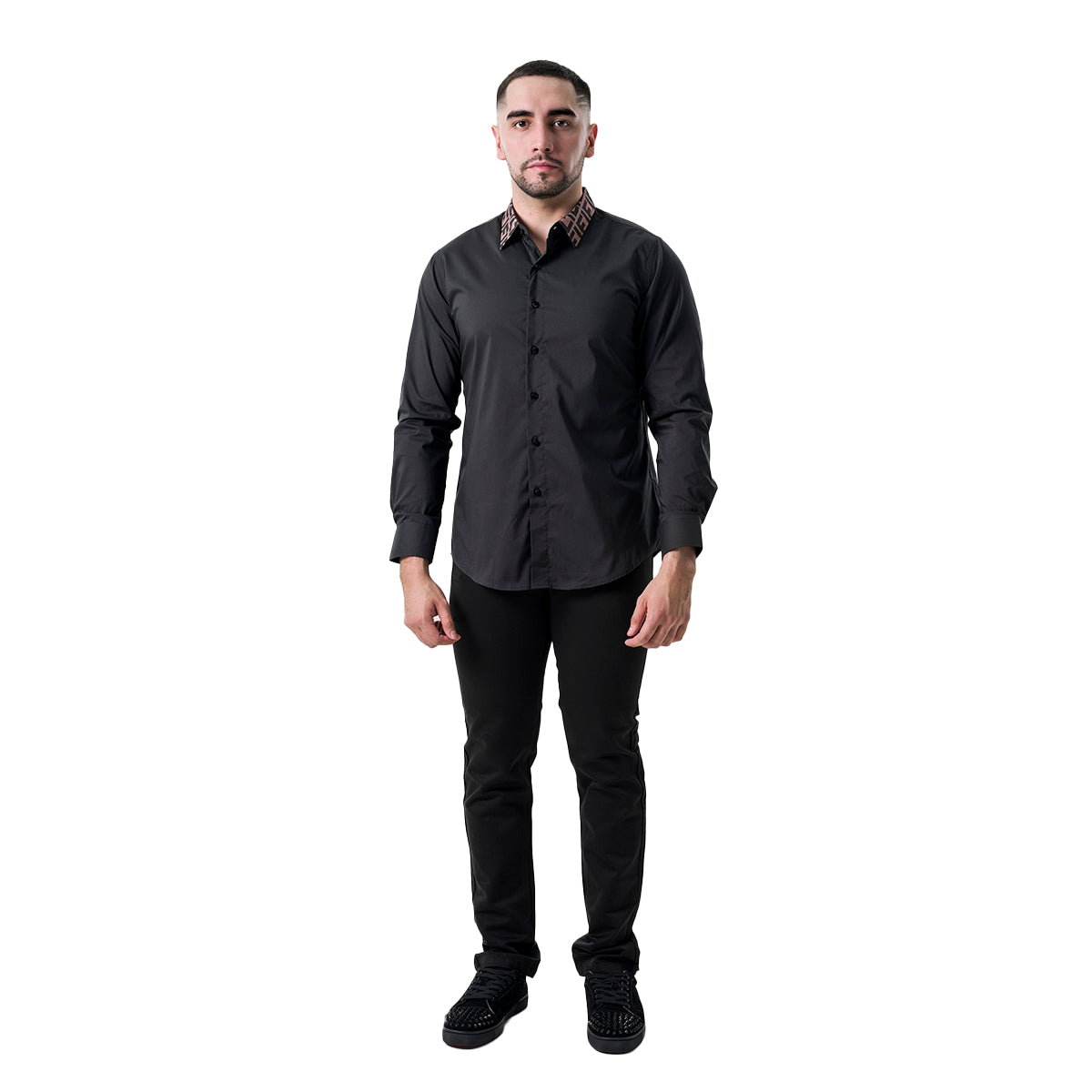 CAMISA MANGA LARGA MODERNO BLACK MJLS111BLACK
