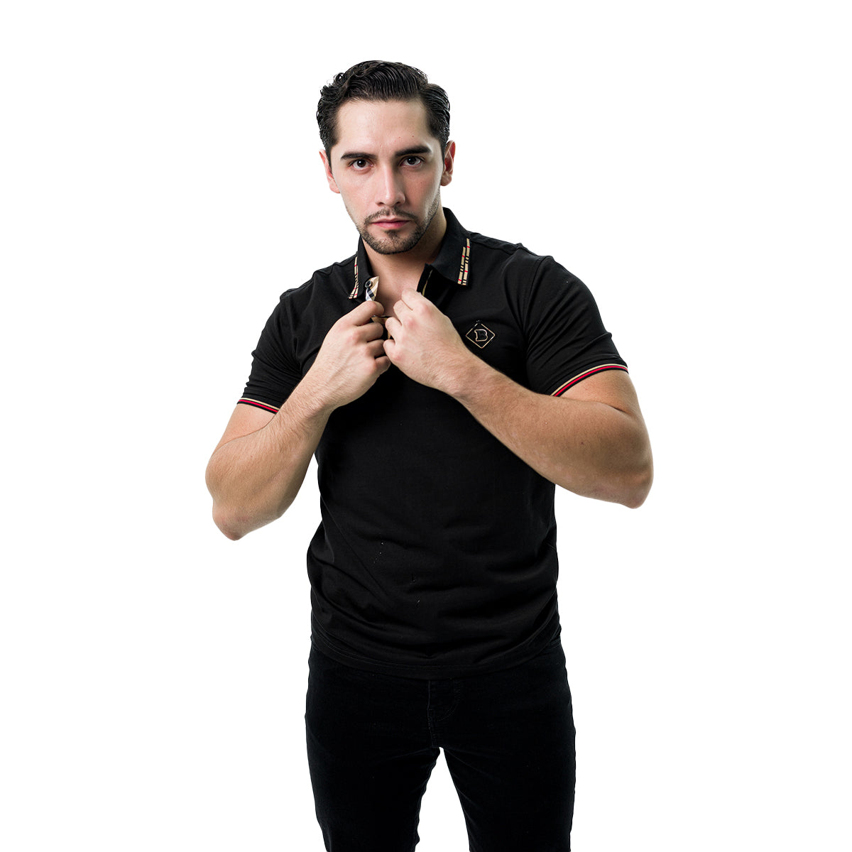 PLAYERA HUGO VALENTINO BLACK P3010BLACK
