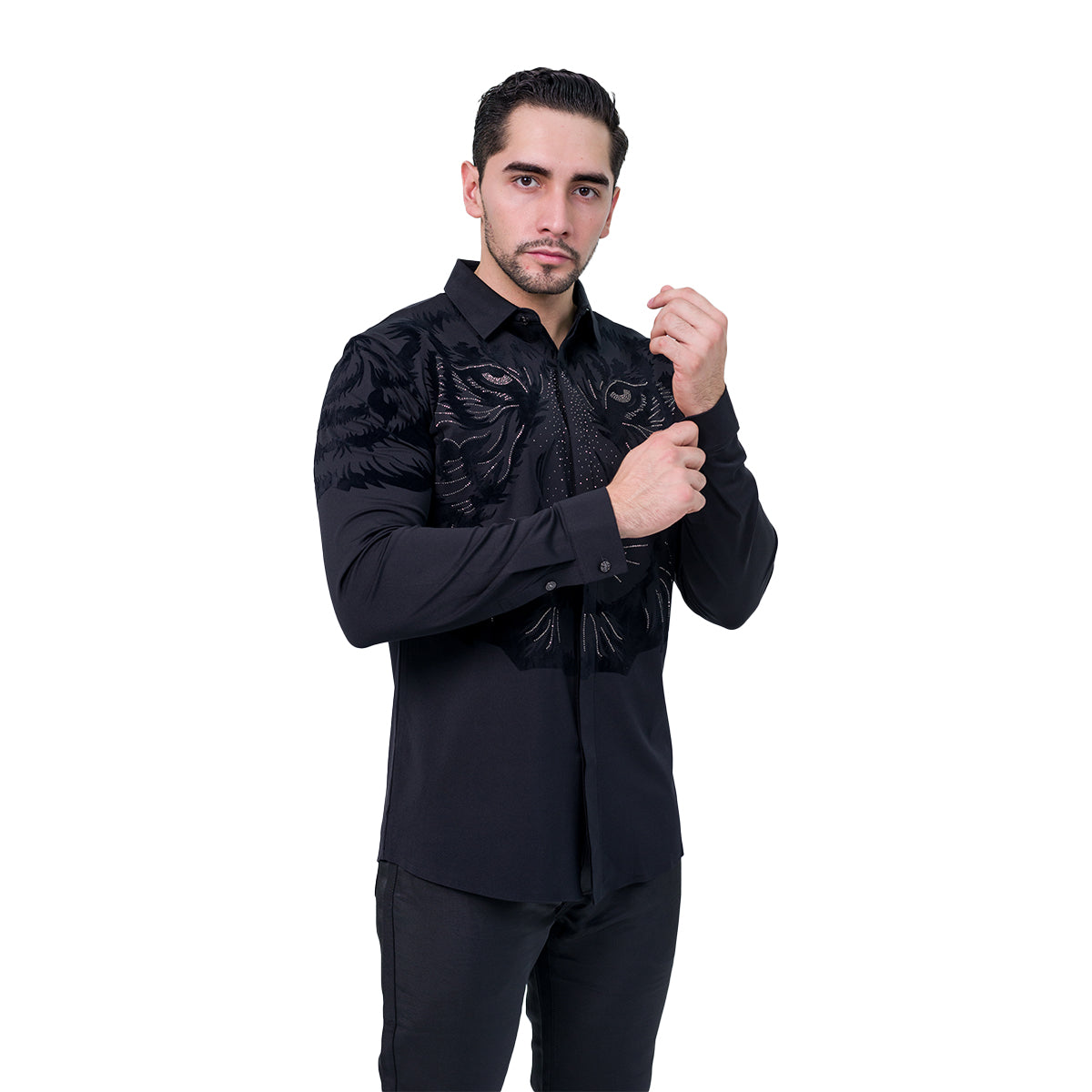 CAMISA MANGA LARGA BAROCCO BLACK B316BLACK