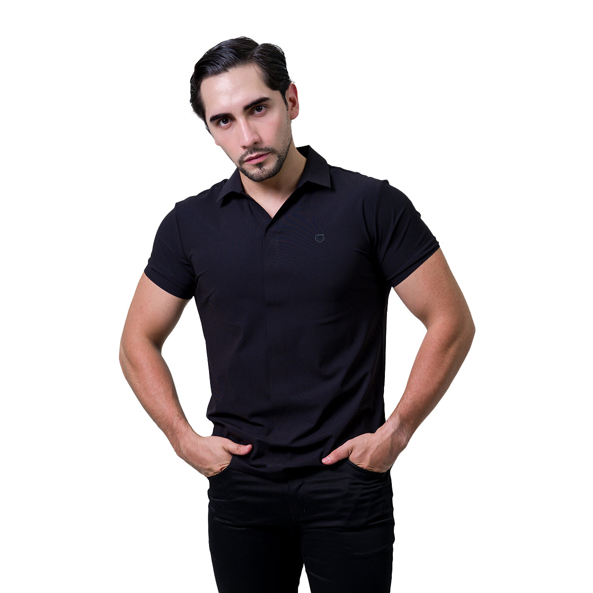 CAMISA MANGA CORTA BAROCCO BLACK B559BLACK