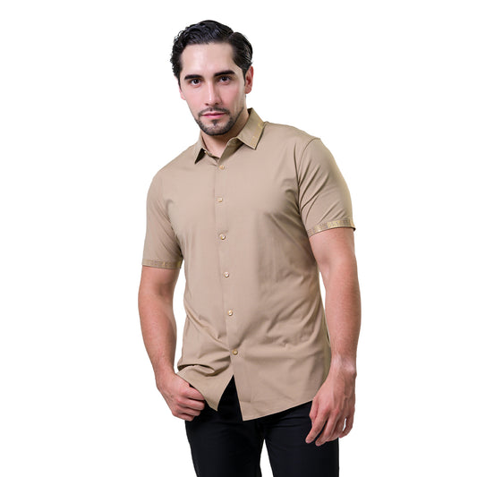 CAMISA MANGA CORTA BAROCCO KHAKI B304KHAKHIGOLD