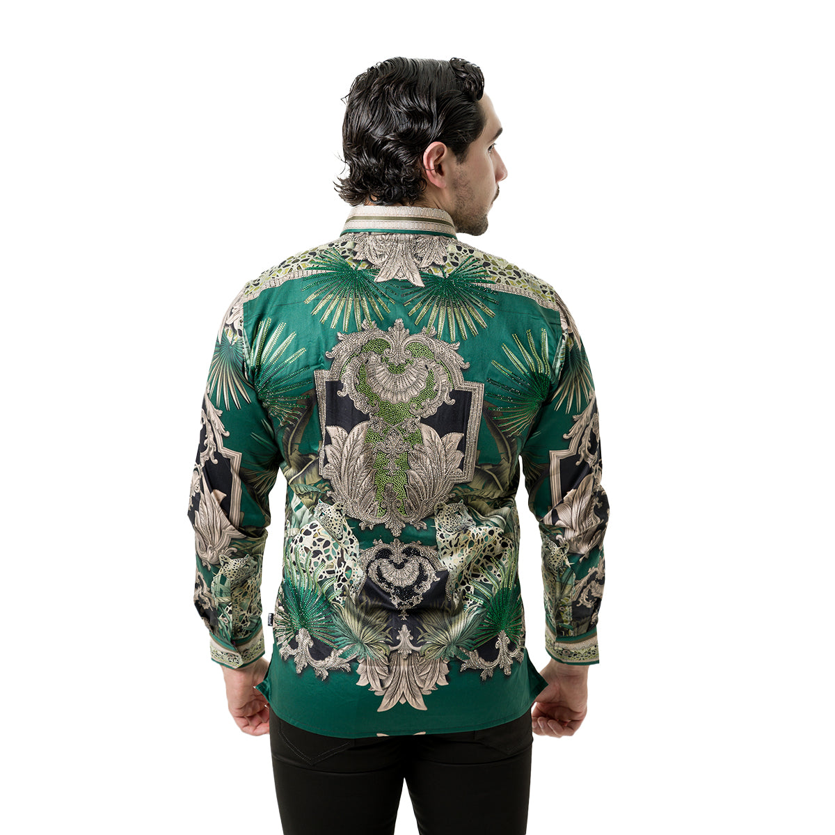 CAMISA BARABAS 3SPR437GREEN PEDRERIA FINA