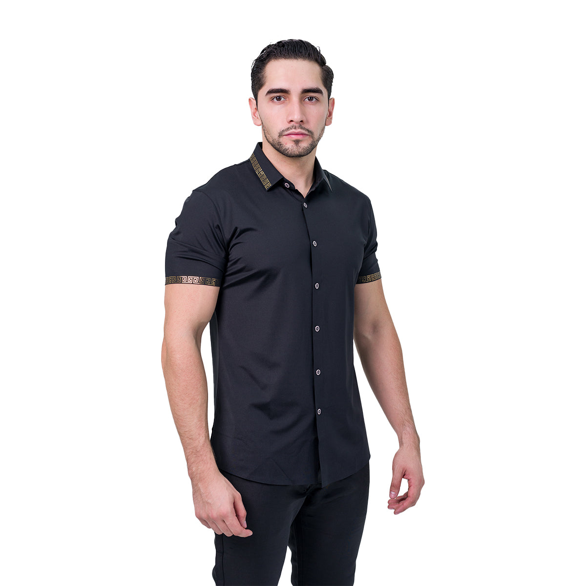 CAMISA MANGA CORTA BAROCCO BLACK B304BLACK