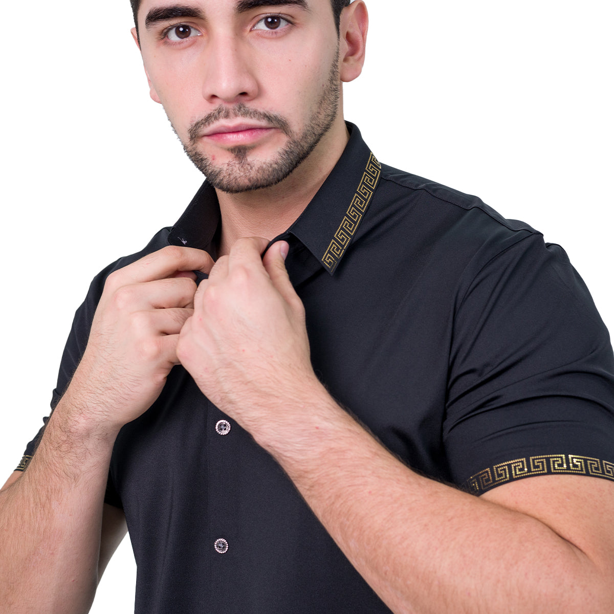 CAMISA MANGA CORTA BAROCCO BLACK B304BLACK