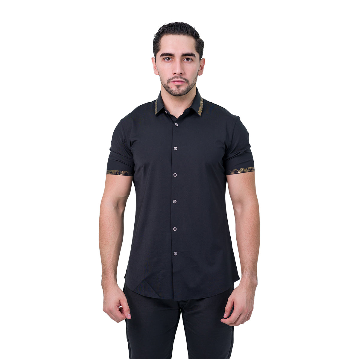 CAMISA MANGA CORTA BAROCCO BLACK B304BLACK