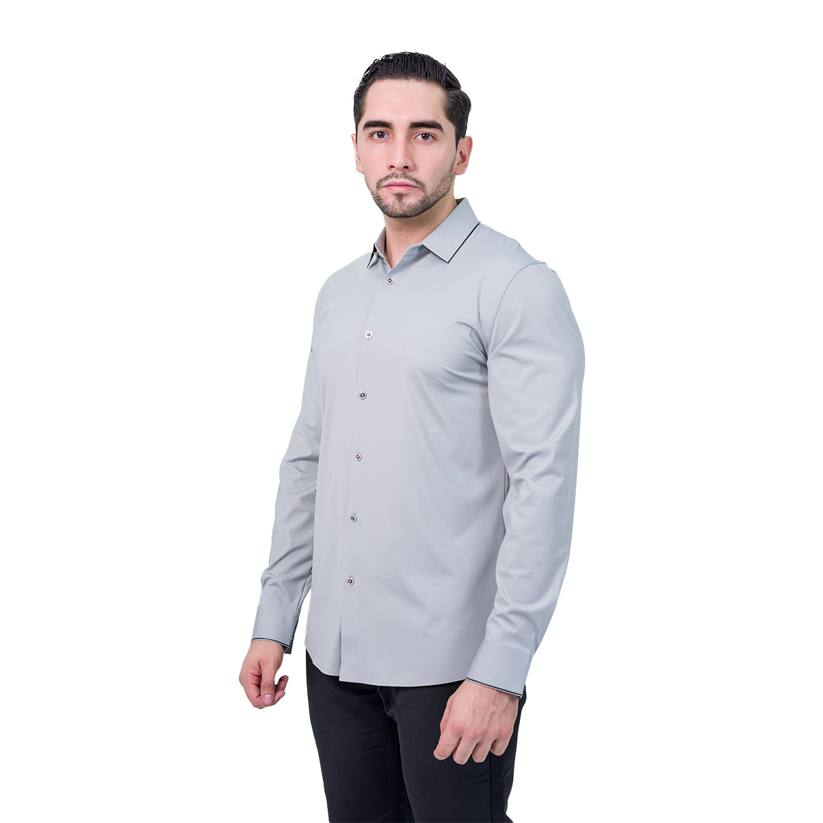 CAMISA MANGA LARGA BAROCCO GREY B319LIGHTGREY