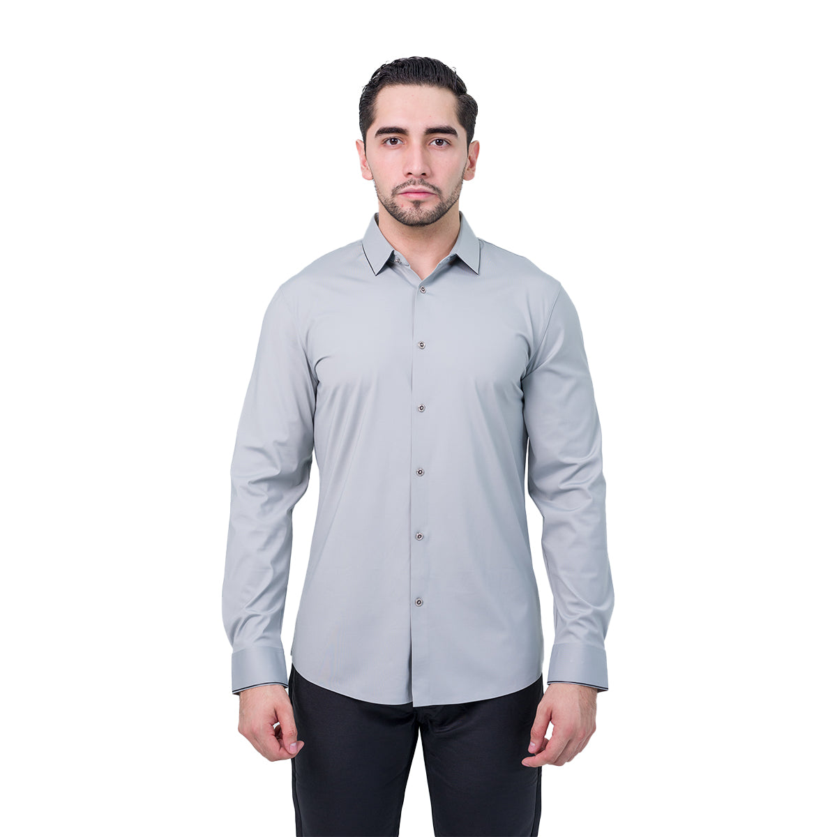 CAMISA MANGA LARGA BAROCCO GREY B319LIGHTGREY