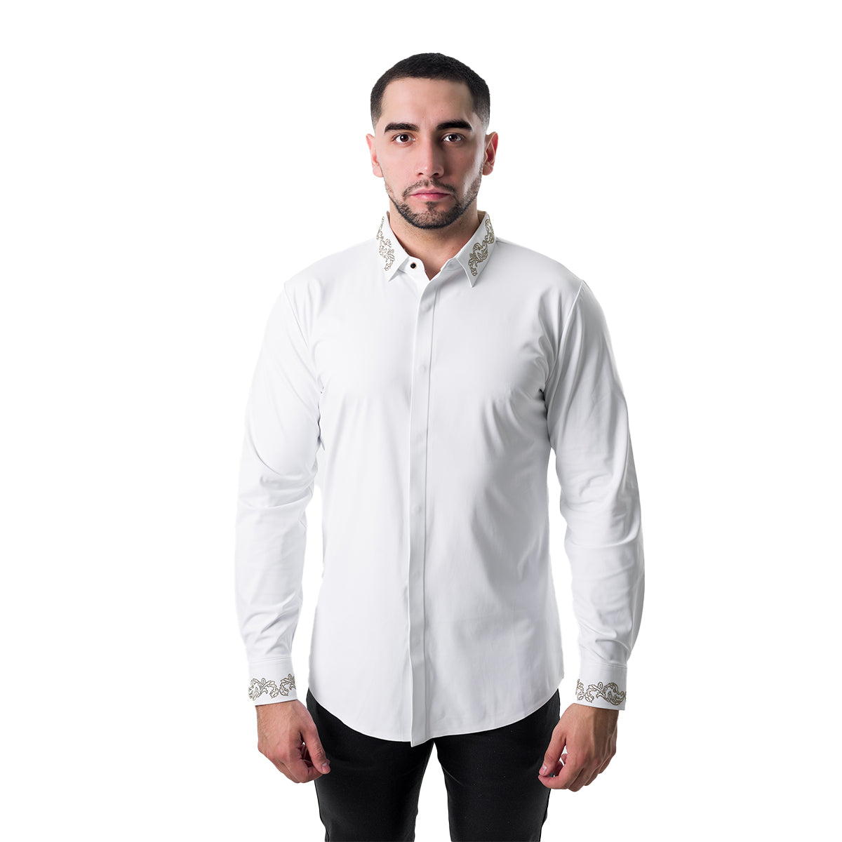 CAMISA MANGA LARGA BAROCCO B328WHITEGOLD