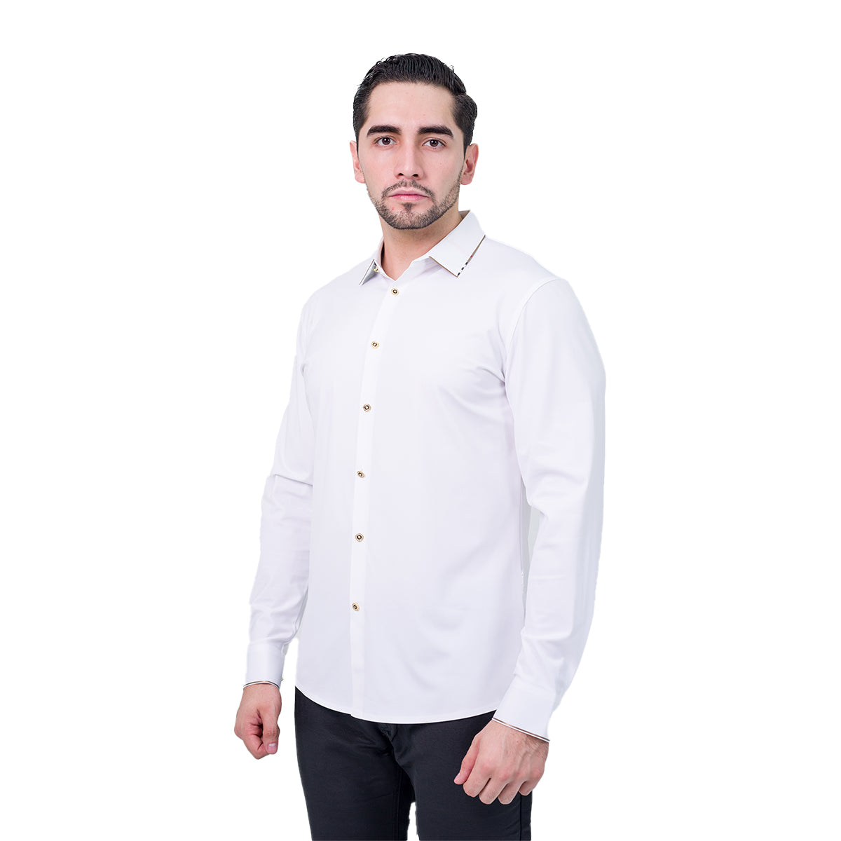 CAMISA MANGA LARGA BAROCCO WHITE B322WHITE