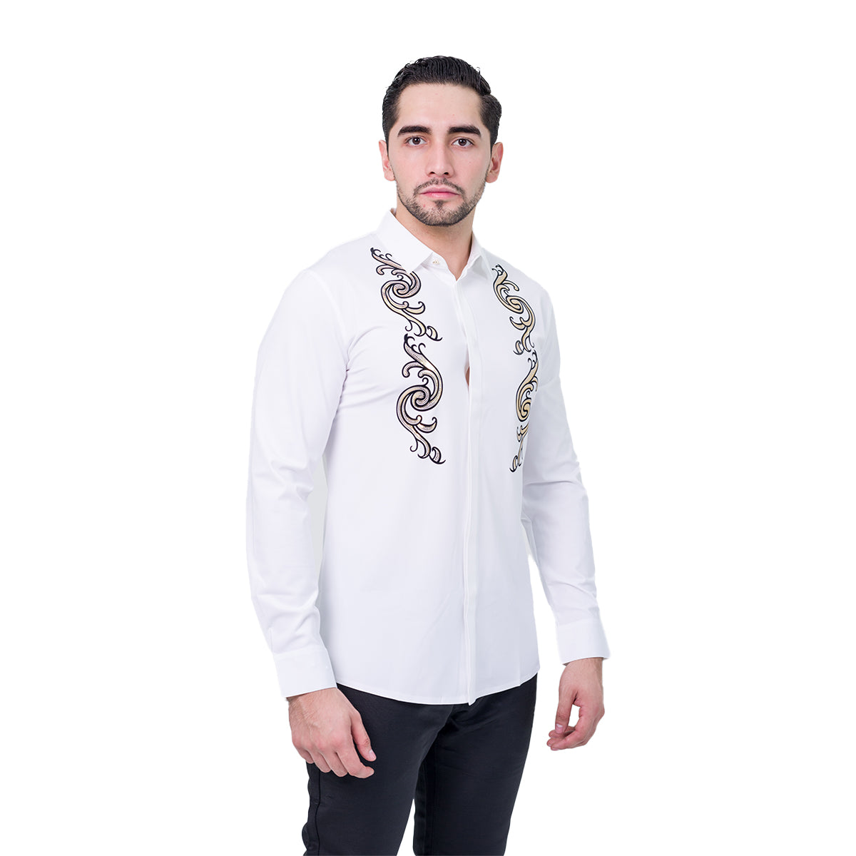 CAMISA MANGA LARGA BAROCCO WHITE B309WHITE