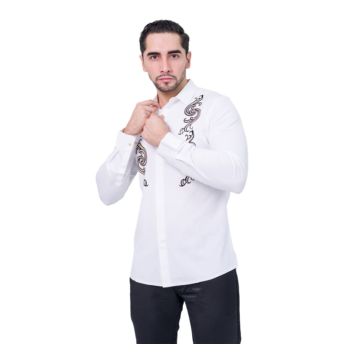 CAMISA MANGA LARGA BAROCCO WHITE B309WHITE