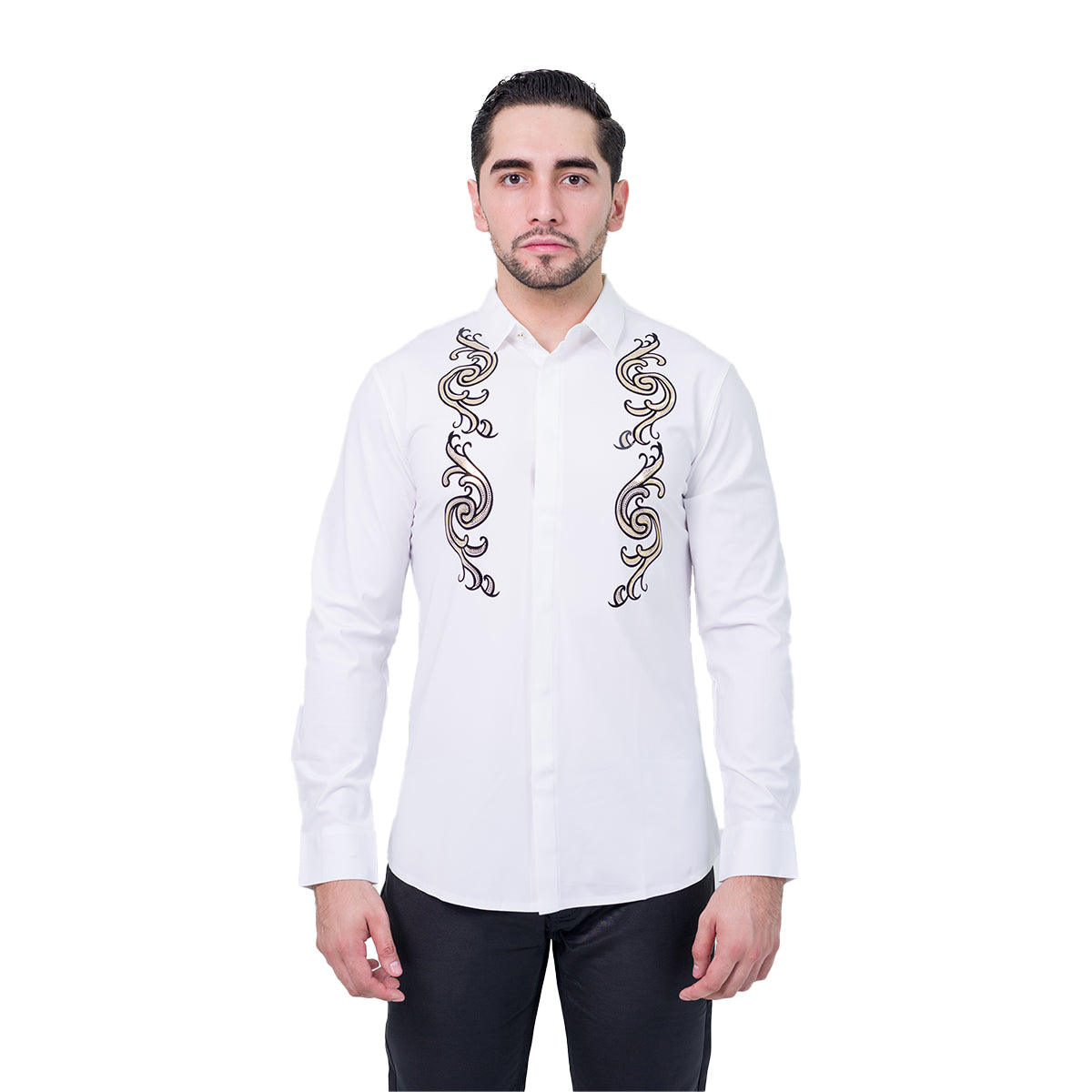 CAMISA MANGA LARGA BAROCCO WHITE B309WHITE