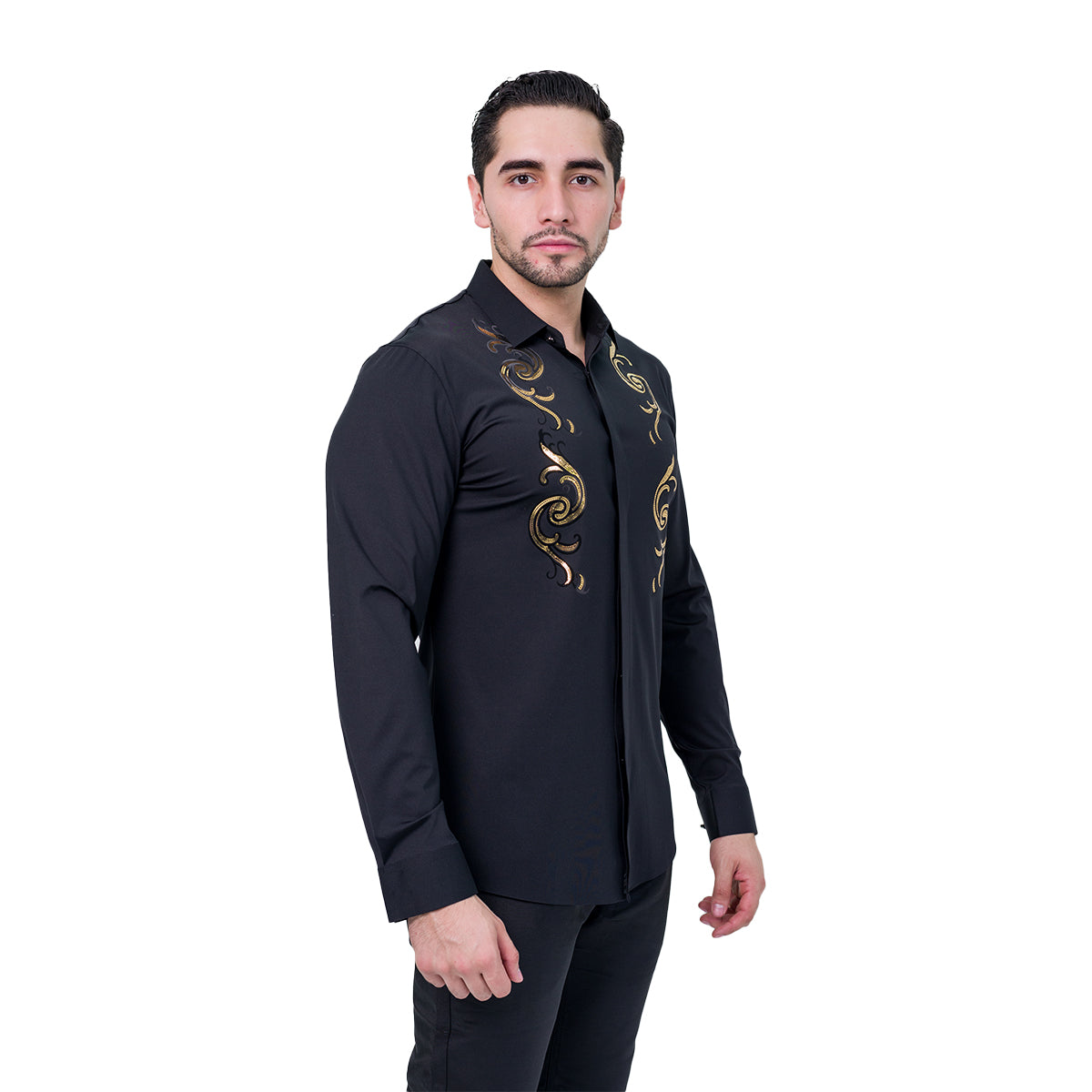 CAMISA MANGA LARGA BAROCCO BLACK B309BLACK