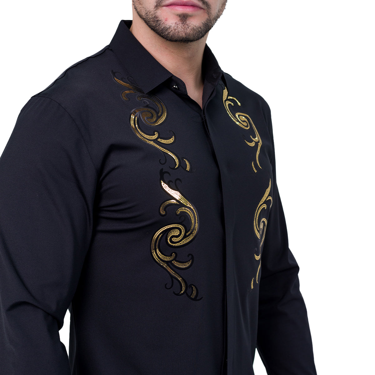 CAMISA MANGA LARGA BAROCCO BLACK B309BLACK