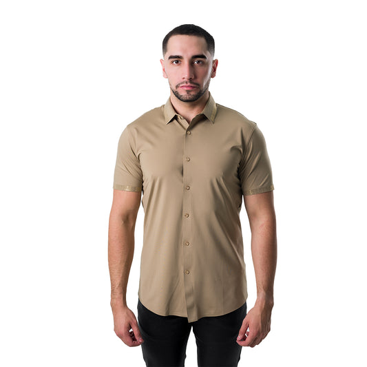 CAMISA MANGA CORTA BAROCCO KHAKI B304KHAKHIGOLD