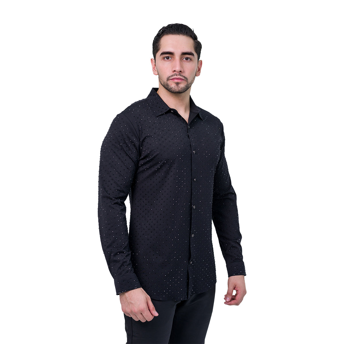 CAMISA MANGA LARGA BAROCCO BLACK B317BLACK