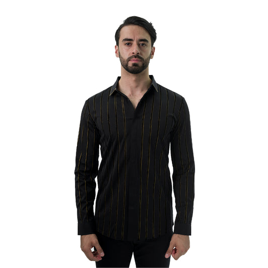 CAMISA MANGA LARGA BAROCCO NEGRA B356BLACK