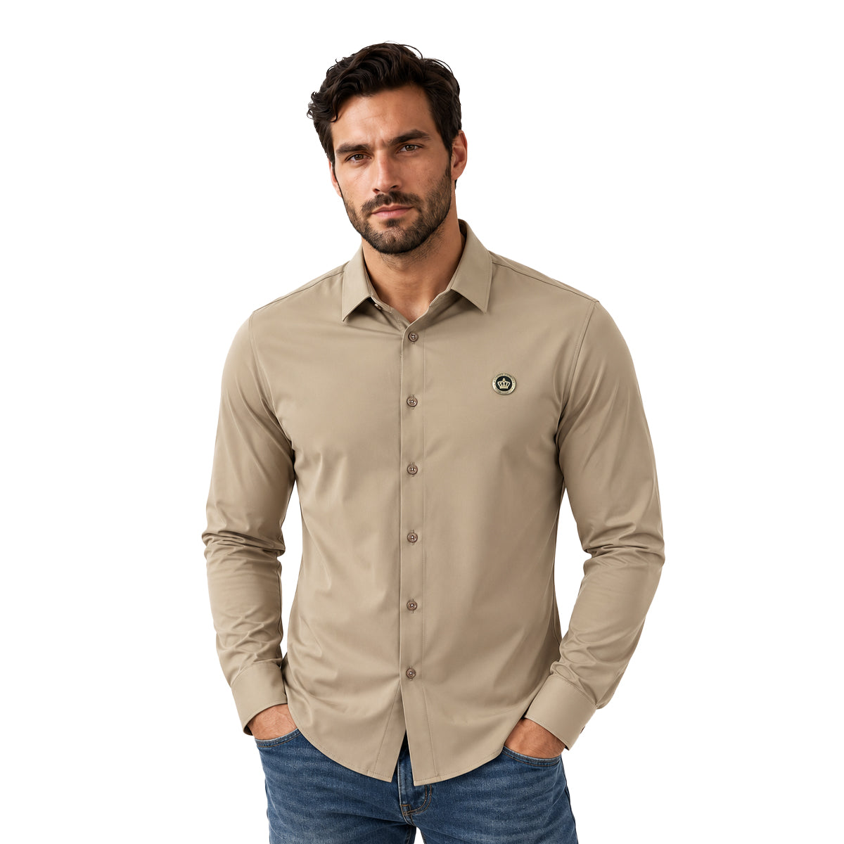 CAMISA PAVINI MANGA LARGA KHAKI PVLS173KHAKI