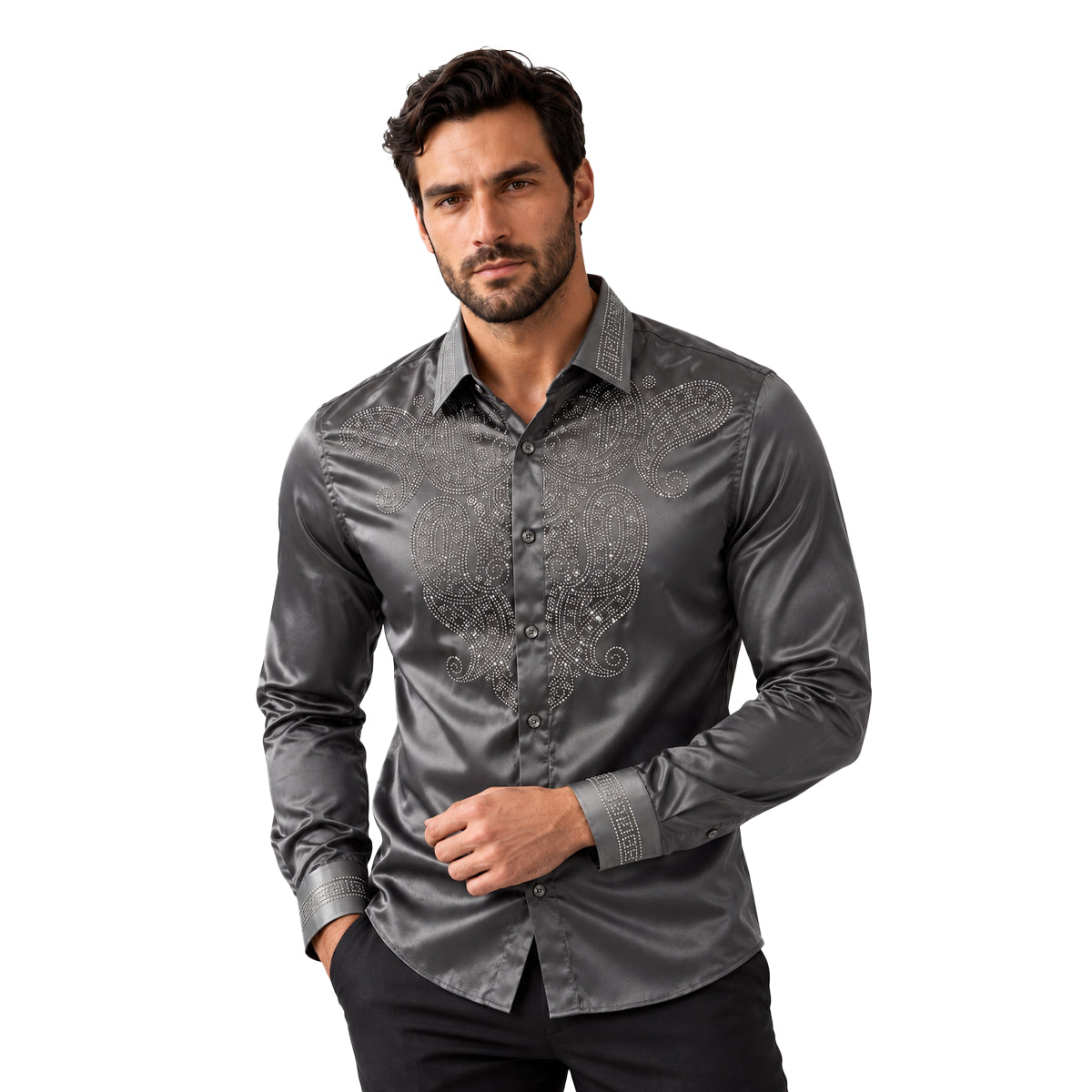CAMISA PAVINI MANGA LARGA GREY PVLS300GREY