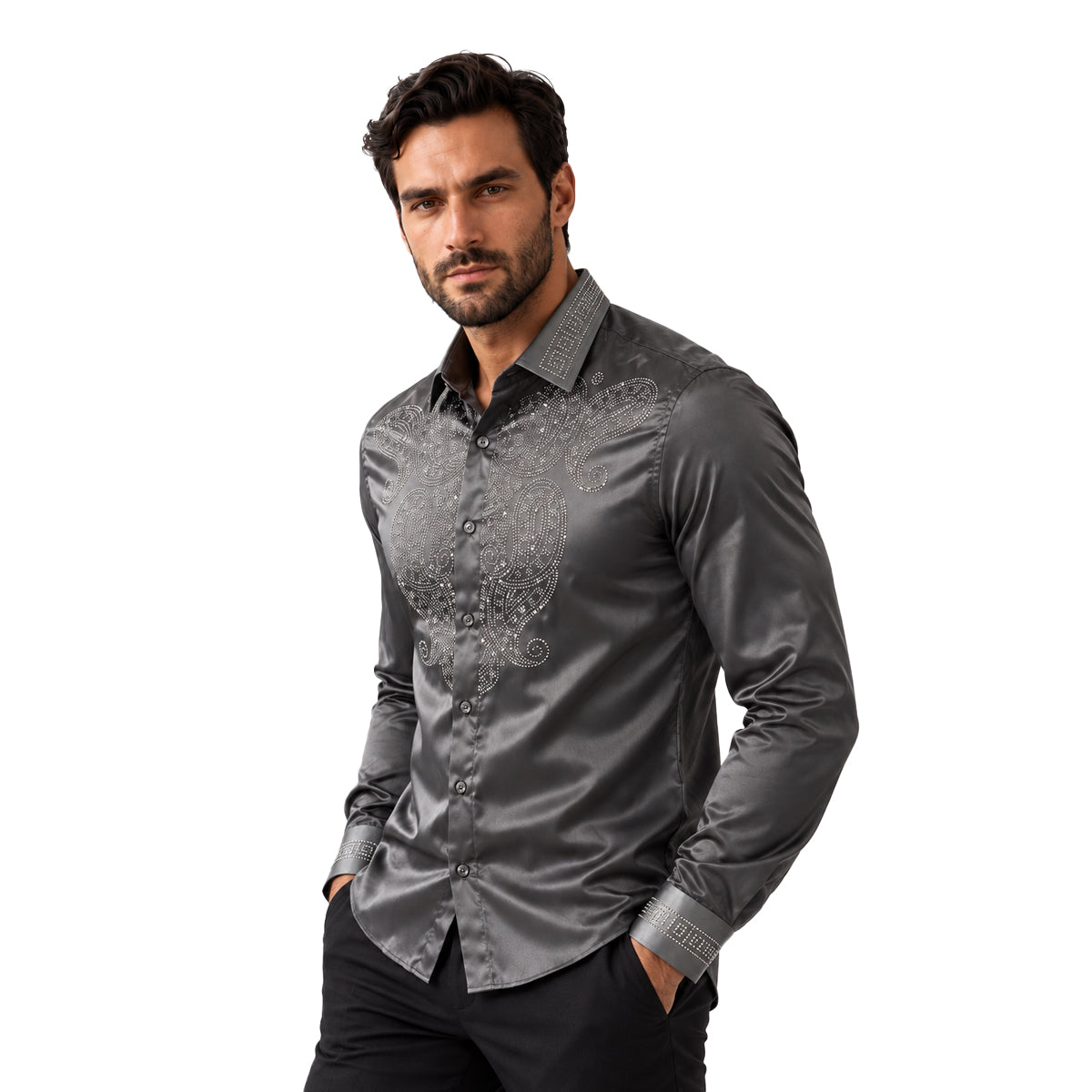 CAMISA PAVINI MANGA LARGA GREY PVLS300GREY