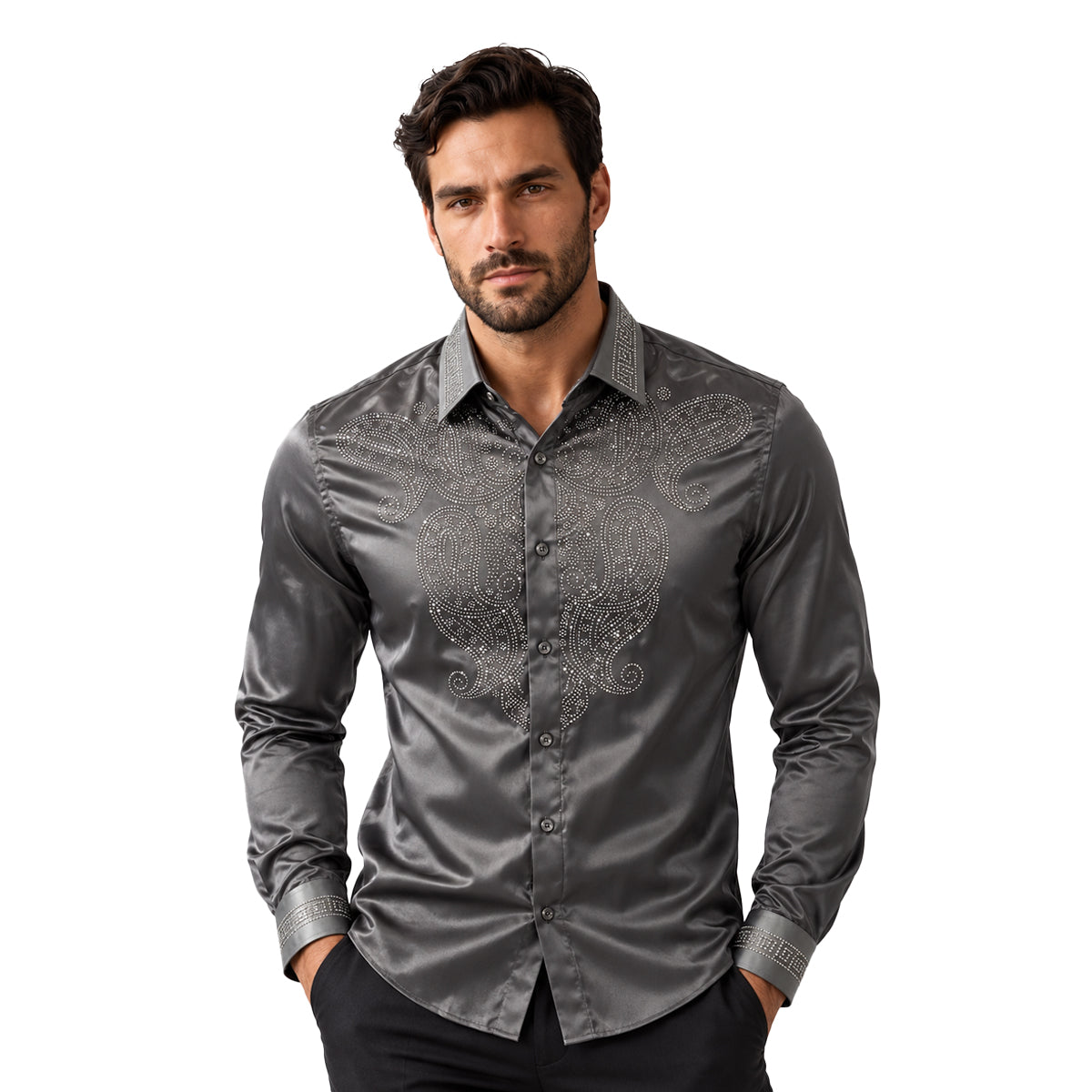 CAMISA PAVINI MANGA LARGA GREY PVLS300GREY