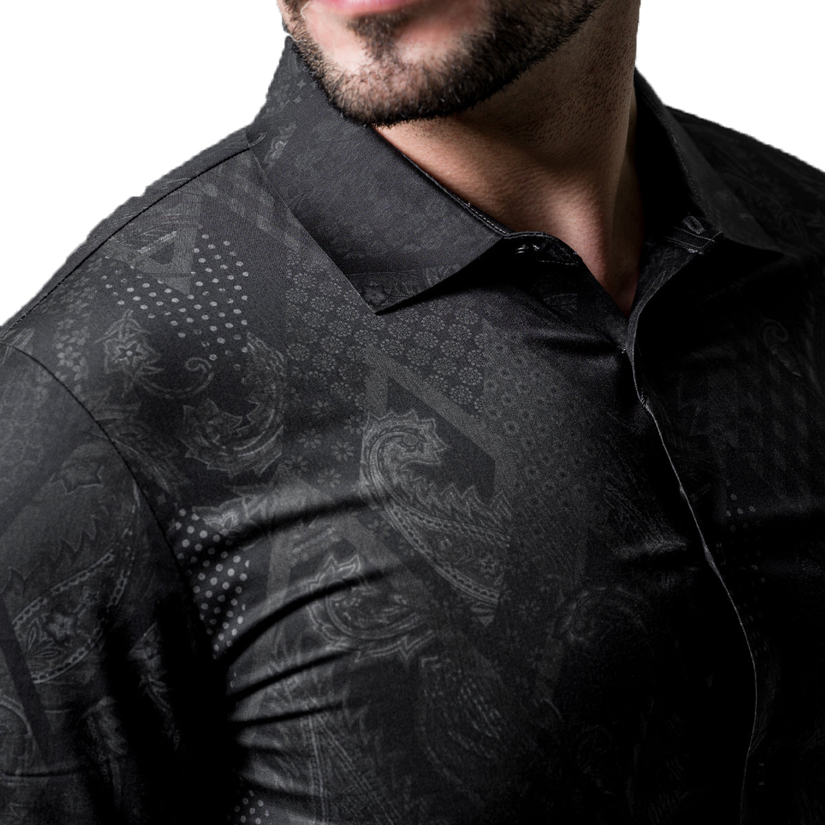 CAMISA MANGA LARGA BAROCCO BLACK B409BLACK