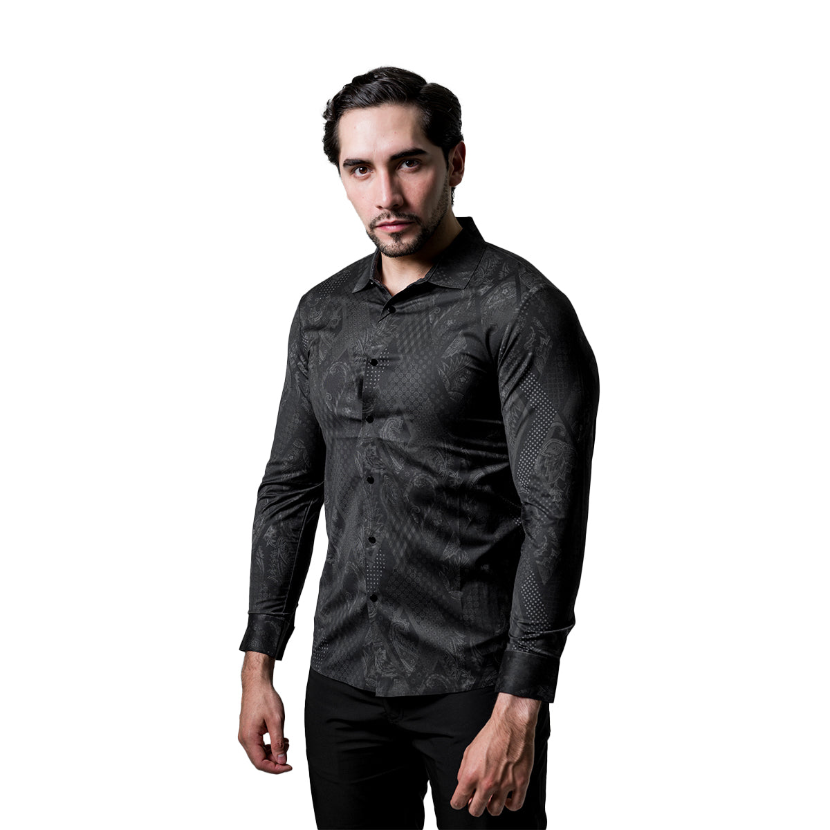 CAMISA MANGA LARGA BAROCCO BLACK B409BLACK
