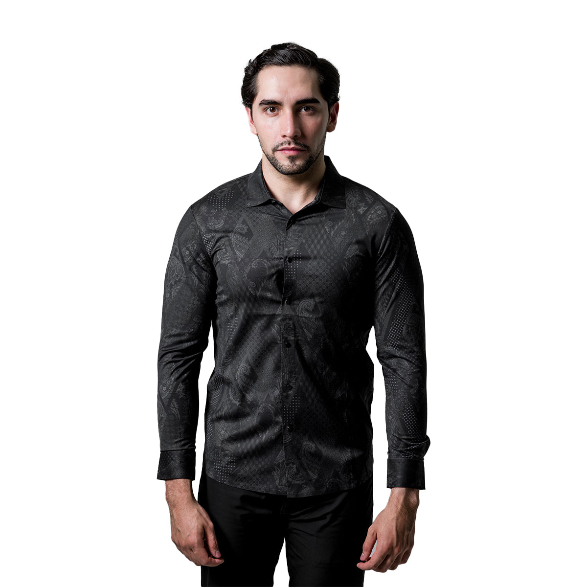 CAMISA MANGA LARGA BAROCCO BLACK B409BLACK