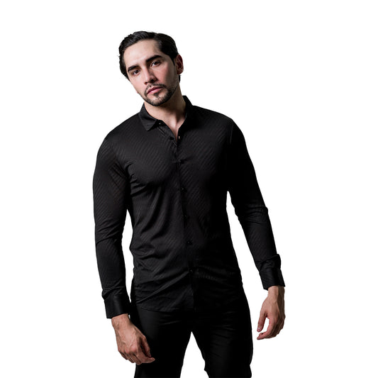 CAMISA MANGA LARGA BAROCCO BLACK B403BLACK