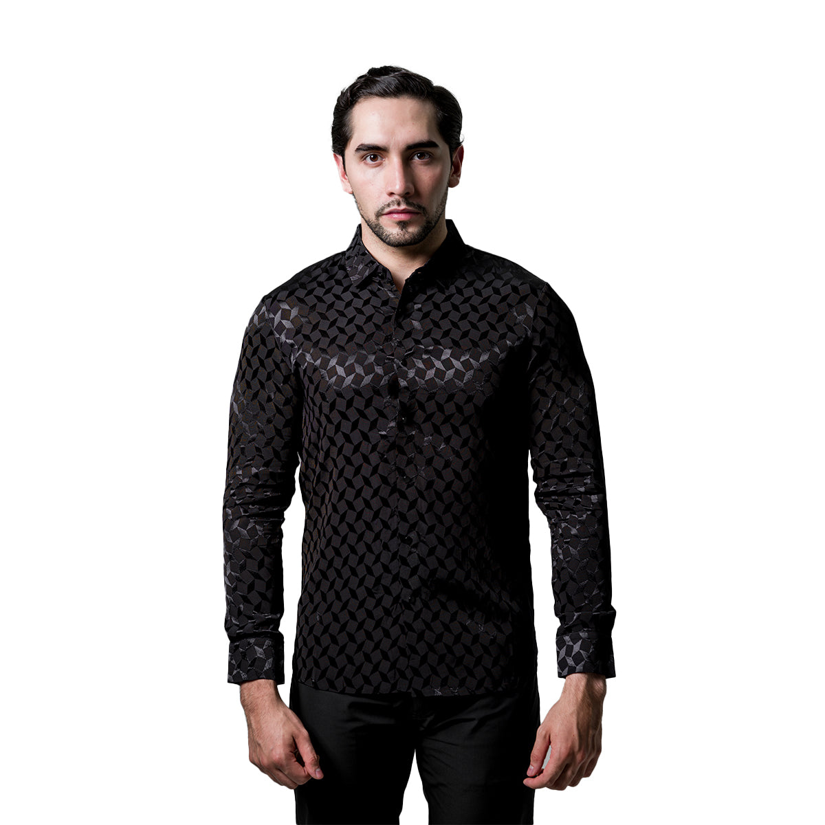 CAMISA MANGA LARGA BAROCCO BLACK B406BLACK