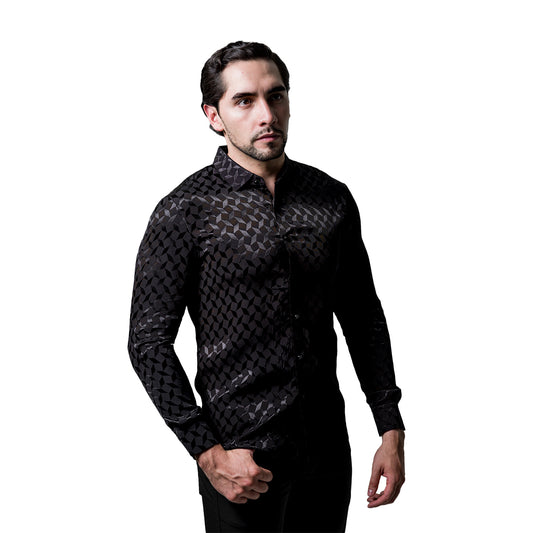 CAMISA MANGA LARGA BAROCCO BLACK B406BLACK