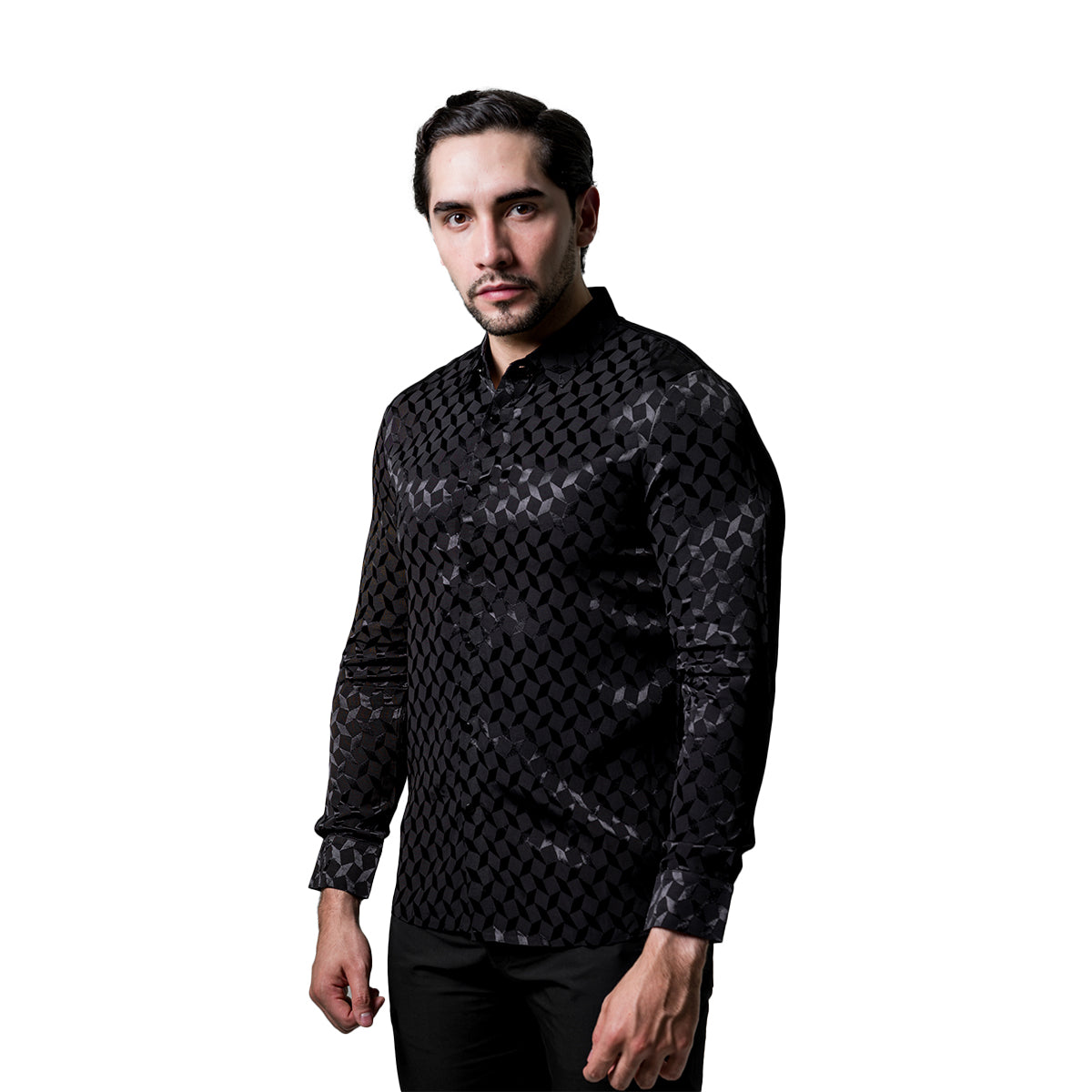 CAMISA MANGA LARGA BAROCCO BLACK B406BLACK