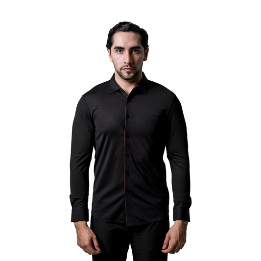 CAMISA MANGA LARGA BAROCCO BLACK B404BLACK