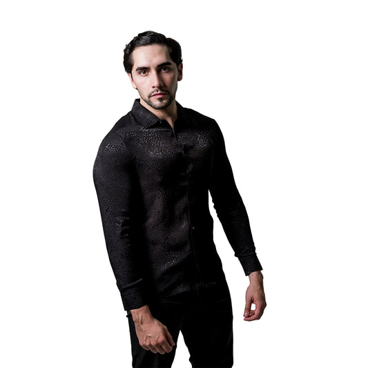 CAMISA MANGA LARGA BAROCCO BLACK B401BLACK