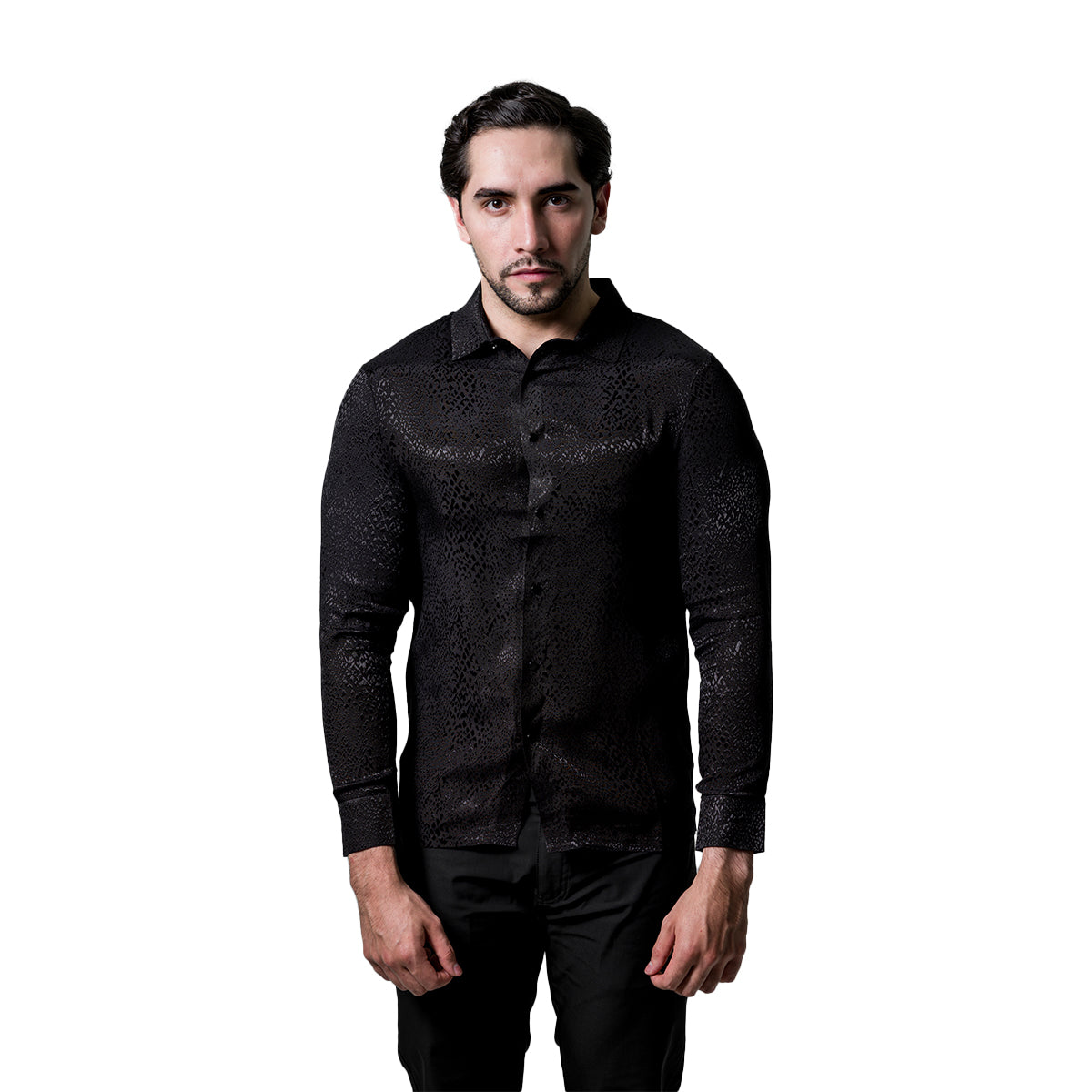 CAMISA MANGA LARGA BAROCCO BLACK B401BLACK