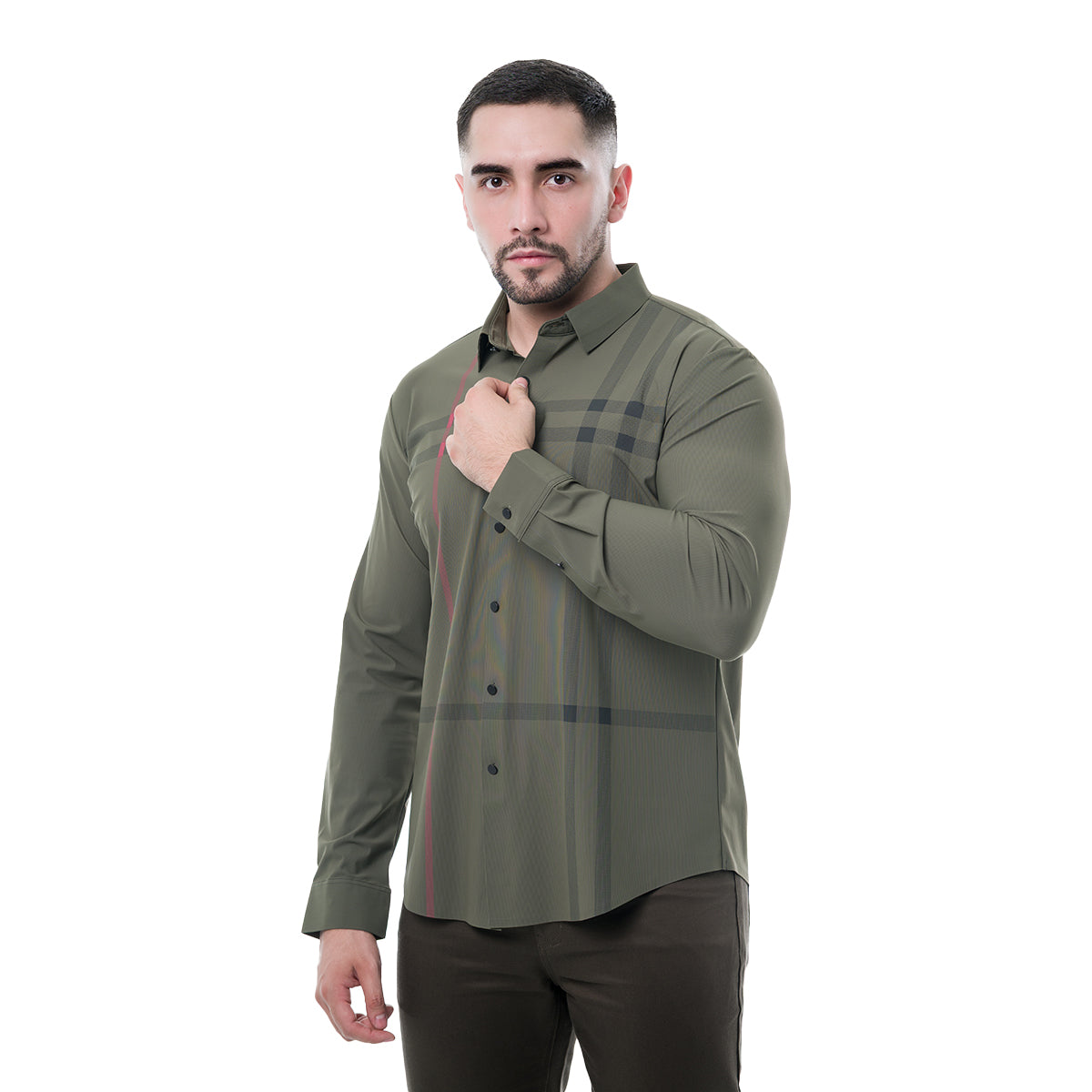 CAMISA MANGA LARGA GRAY GREEN MODERNO MKLSL217GRAYGREEN