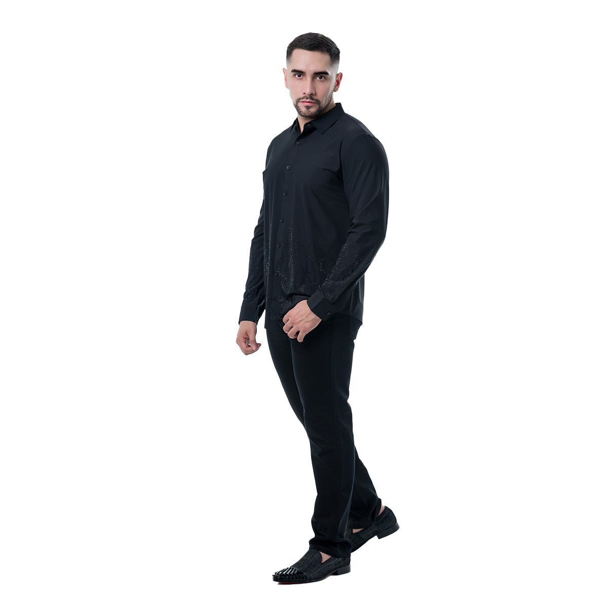 CAMISA MANGA LARGA BLACK MODERNO MJLSF107BLACK