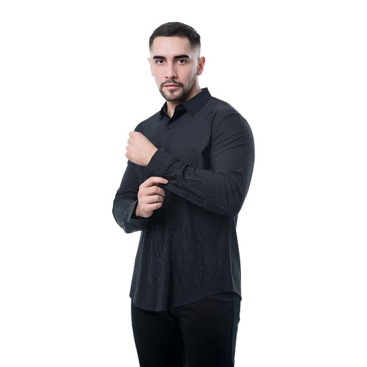CAMISA MANGA LARGA BLACK MODERNO MJLSF107BLACK