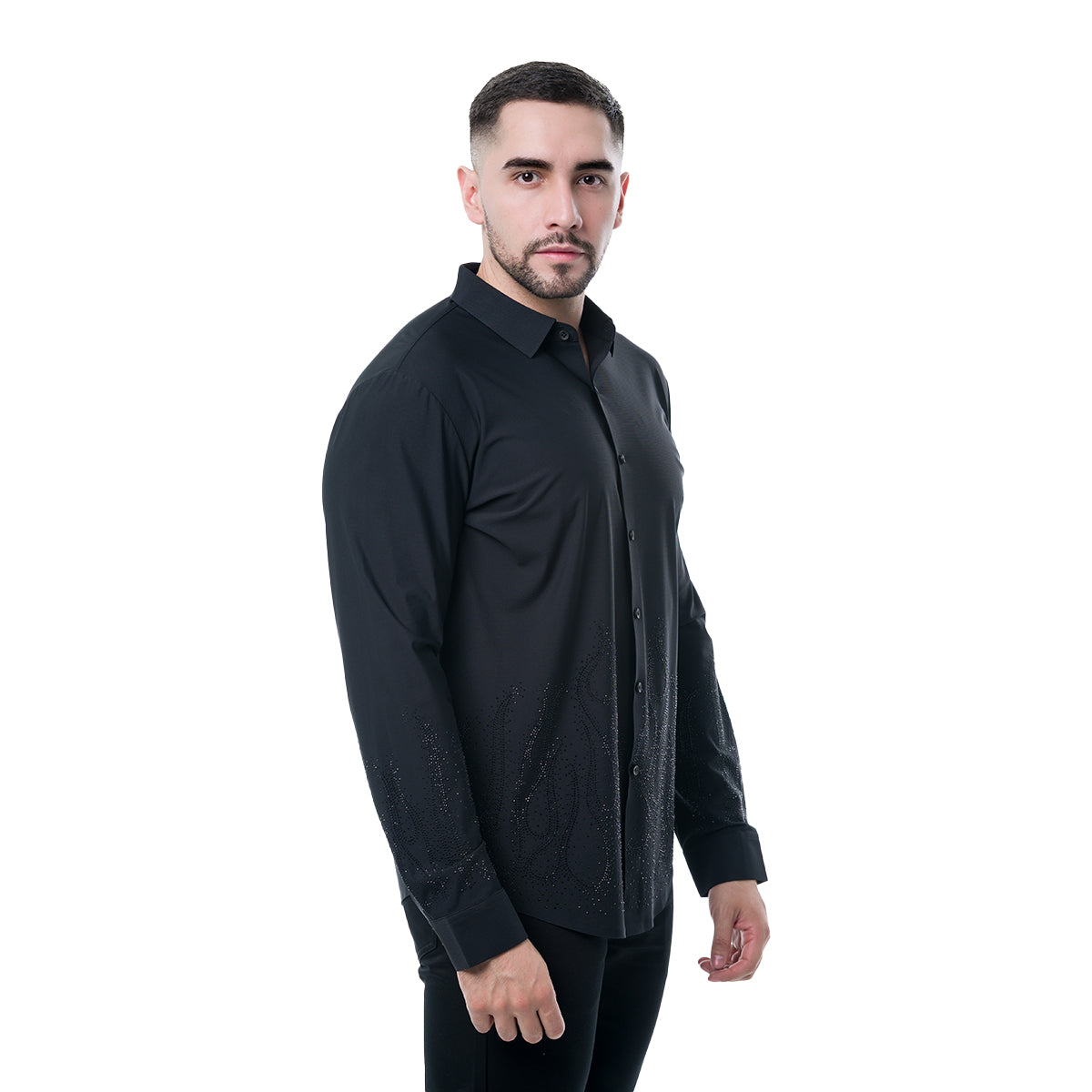 CAMISA MANGA LARGA BLACK MODERNO MJLSF107BLACK