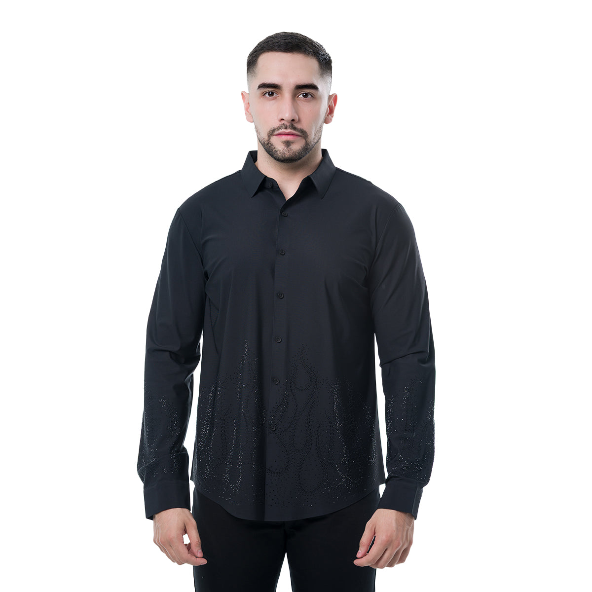 CAMISA MANGA LARGA BLACK MODERNO MJLSF107BLACK