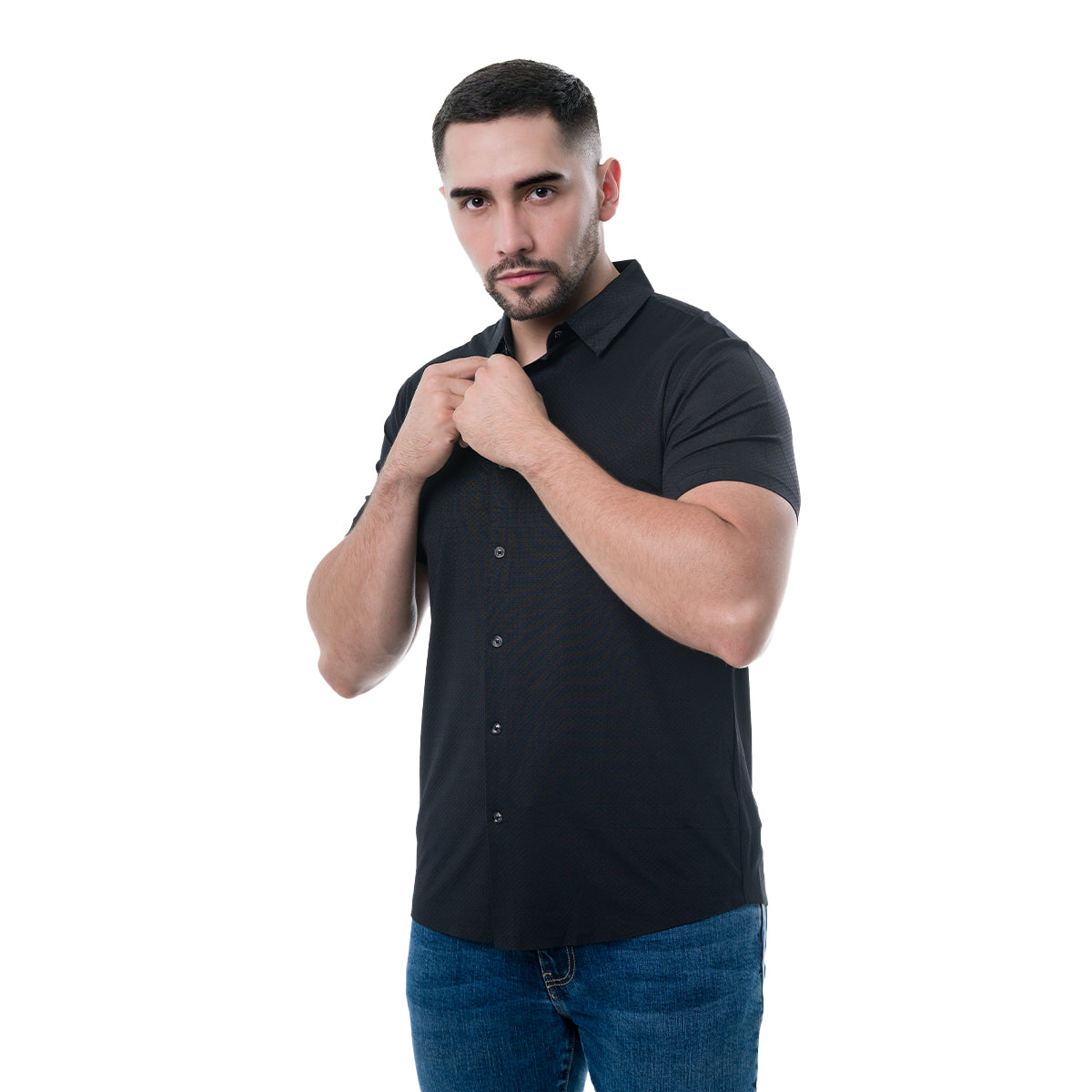 CAMISA MANGA CORTA BLACK COLLOR'S COUTURE LUXURY421BLACK