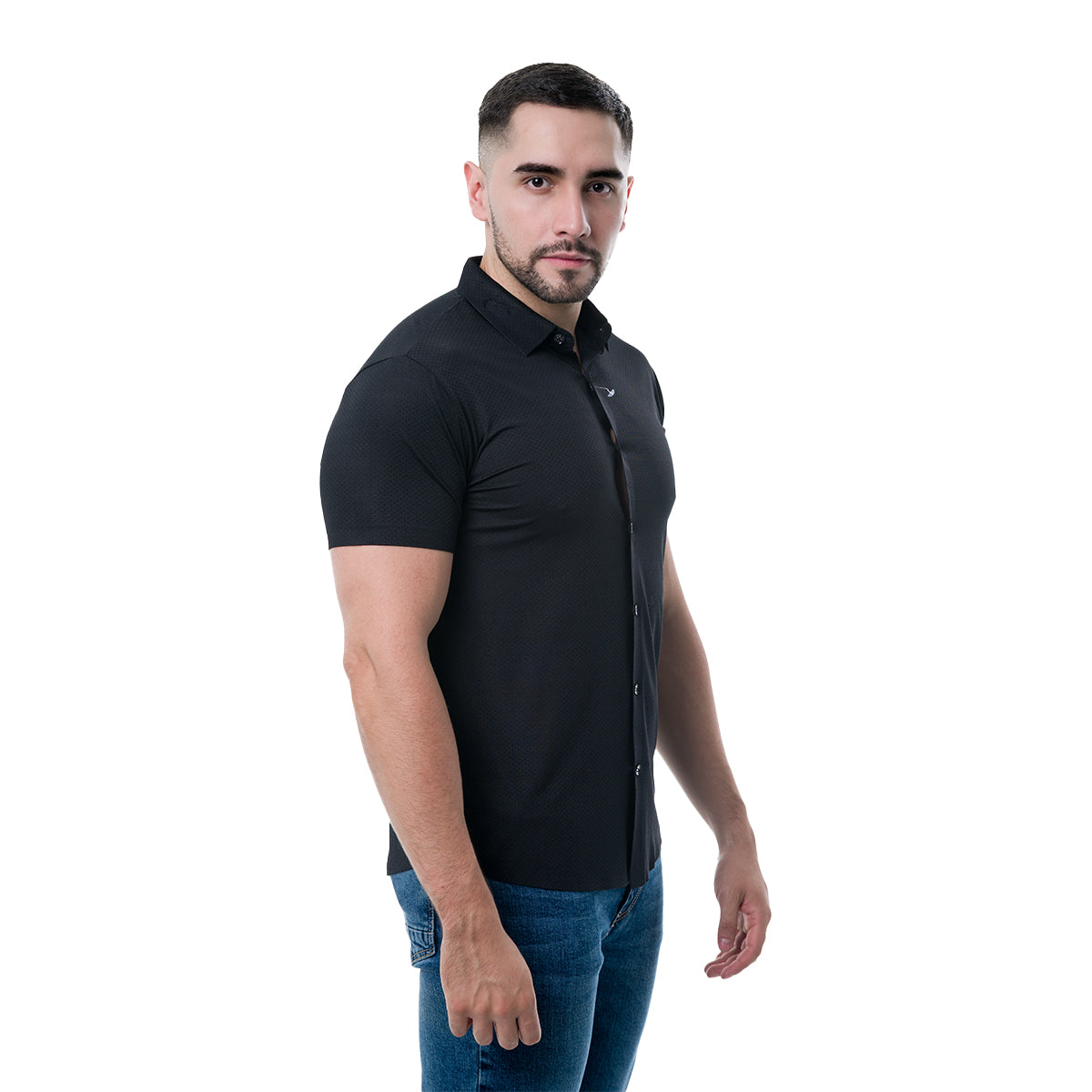 CAMISA MANGA CORTA BLACK COLLOR'S COUTURE LUXURY421BLACK