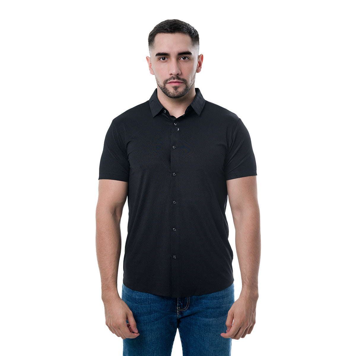CAMISA MANGA CORTA BLACK COLLOR'S COUTURE LUXURY421BLACK