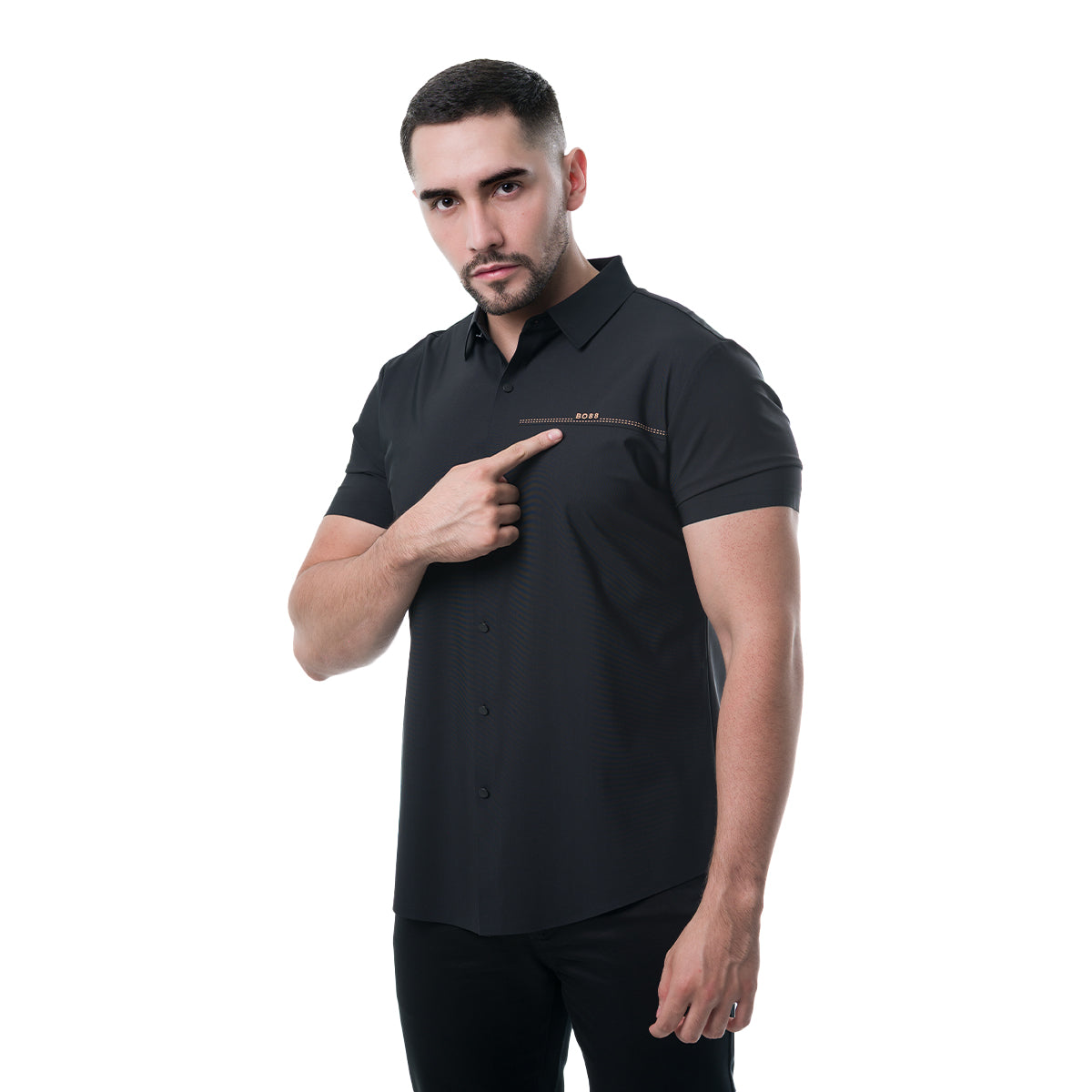 CAMISA MANGA CORTA BLACK MODERNO MJLSS214BLACK