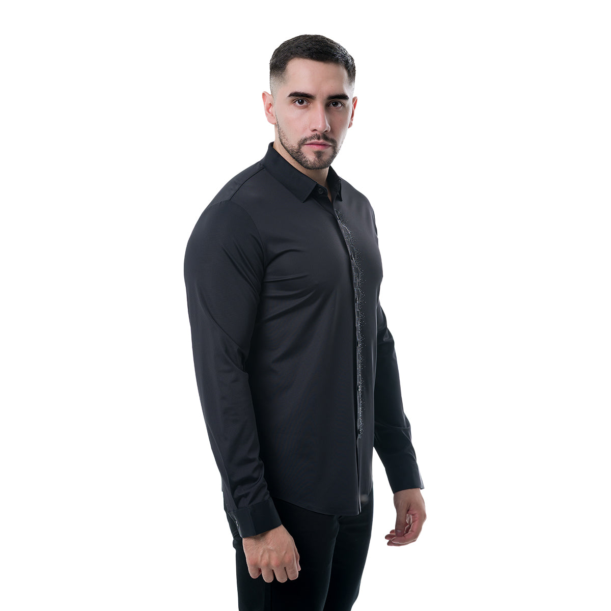 CAMISA MANGA LARGA BLACK MODERNO MJLSF108BLACK