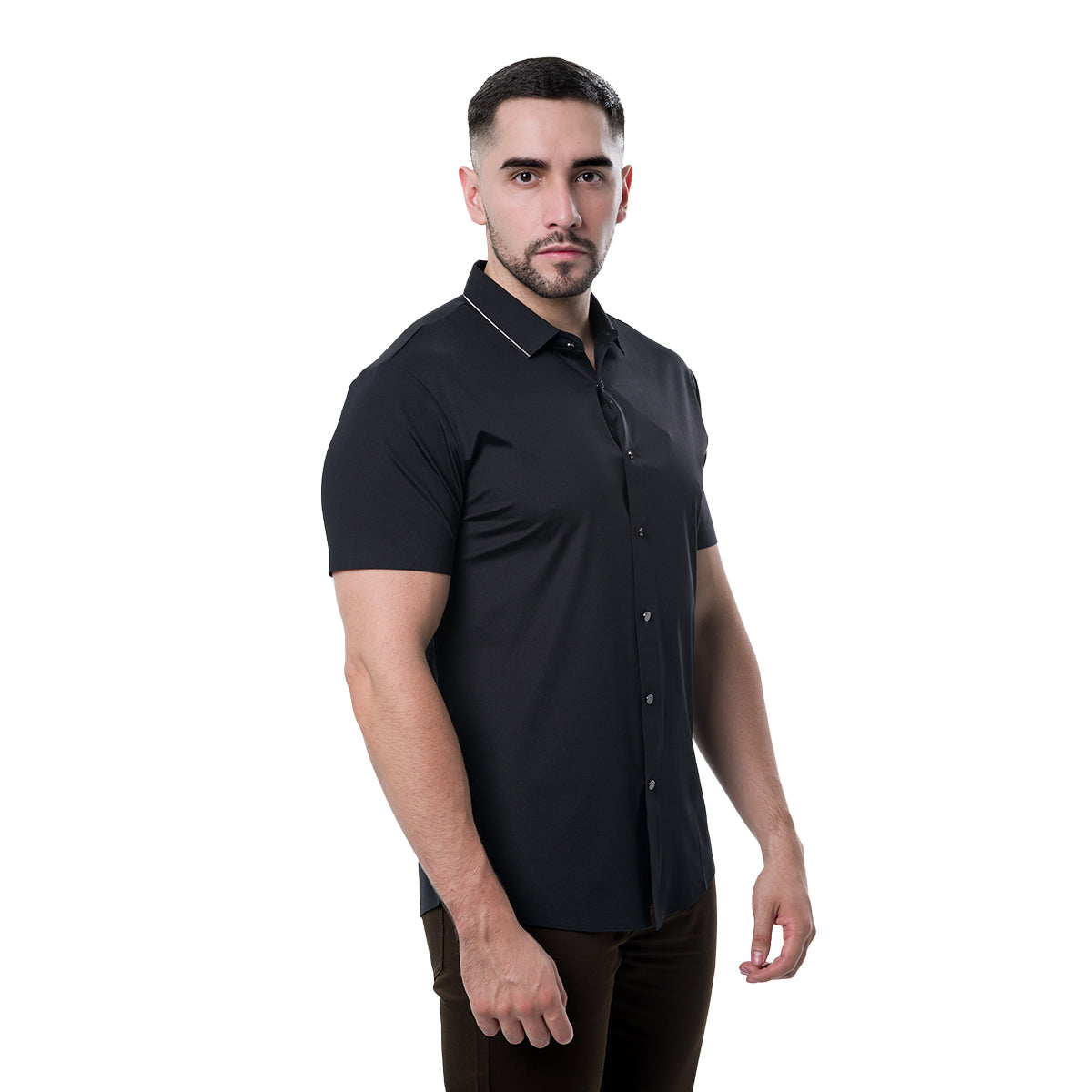 CAMISA MANGA CORTA BLACK COLLOR'S COUTURE LUXURY424BLACK