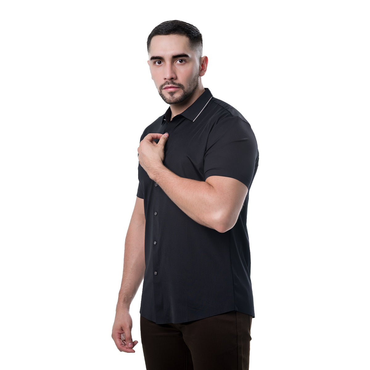 CAMISA MANGA CORTA BLACK COLLOR'S COUTURE LUXURY424BLACK