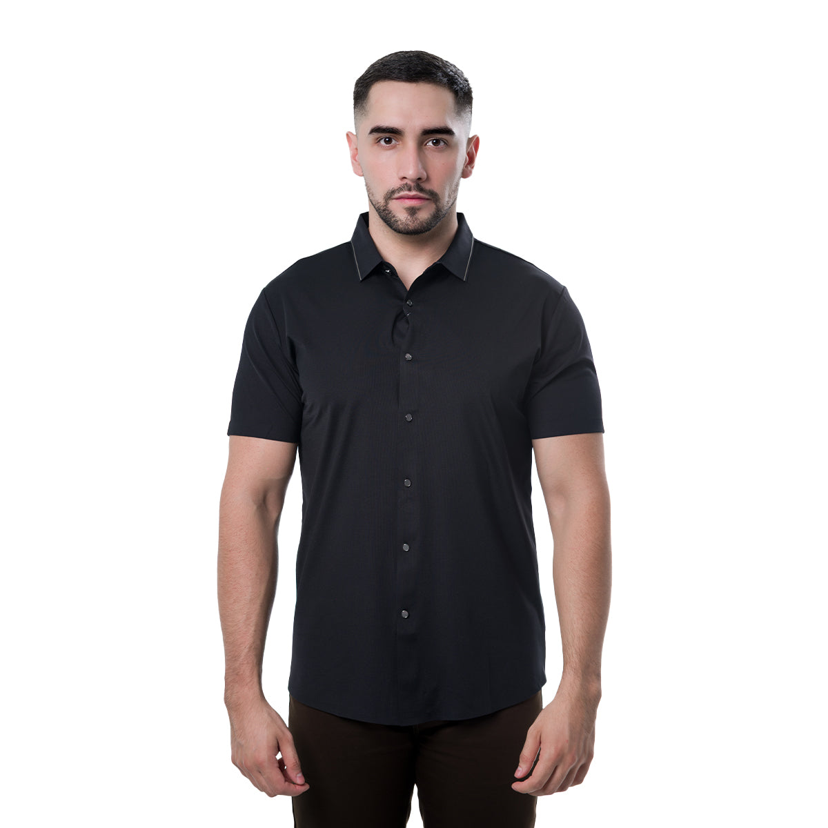 CAMISA MANGA CORTA BLACK COLLOR'S COUTURE LUXURY424BLACK